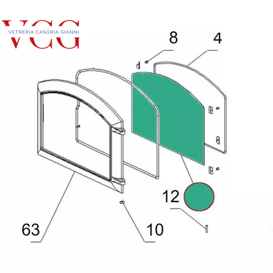 VETRO CERAMICO UNIVERSALE SAGOMATO x modello Nordica, ISOTTA 47,6cm X 31,7 cm x modello DAL ZOTTO - Clara - Clara 13, ALTRI MODELLI COMPATIBILI IN DESCRIZIONE